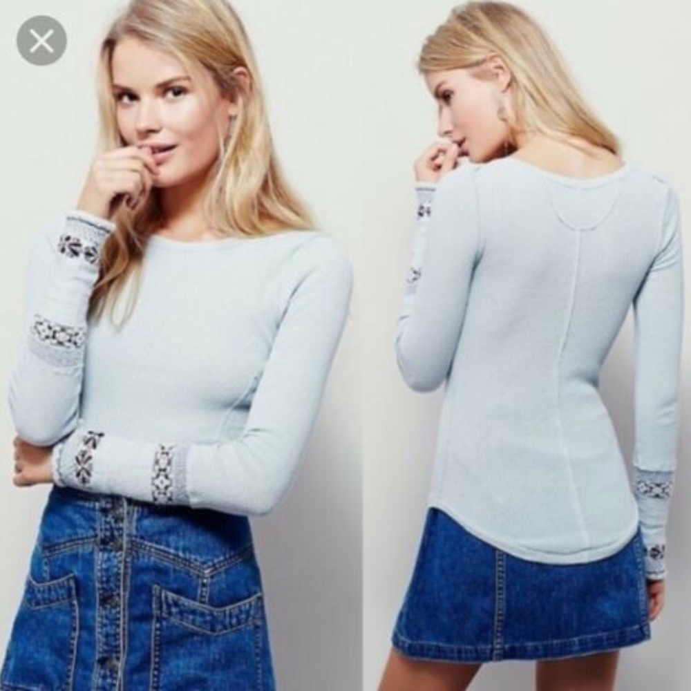 Free People Newbie light blue Rosey cuff
